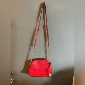 Michael kors lock Red Leather Crossbody Bag